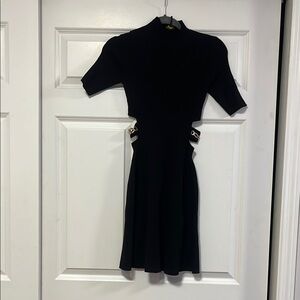 Maje Black Mini Dress with Cut-Out Details